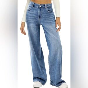 Wide Leg High-Rise Women's Jeans in Light Blue